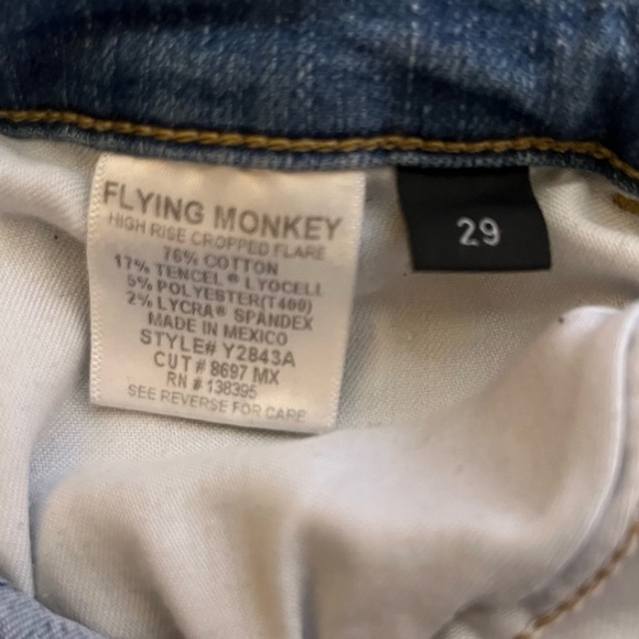 Flying Monkey Size 29 Midrise Distressed Bootcut Jeans Medium Wash cowboy grunge - Picture 8 of 10